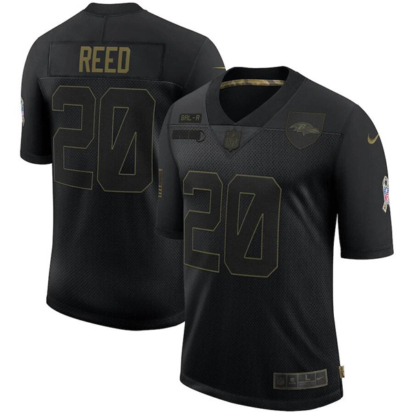 Men's Baltimore Ravens #20 Ed Reed Black 2020 Salute To Service Limited Stitched NFL Jersey